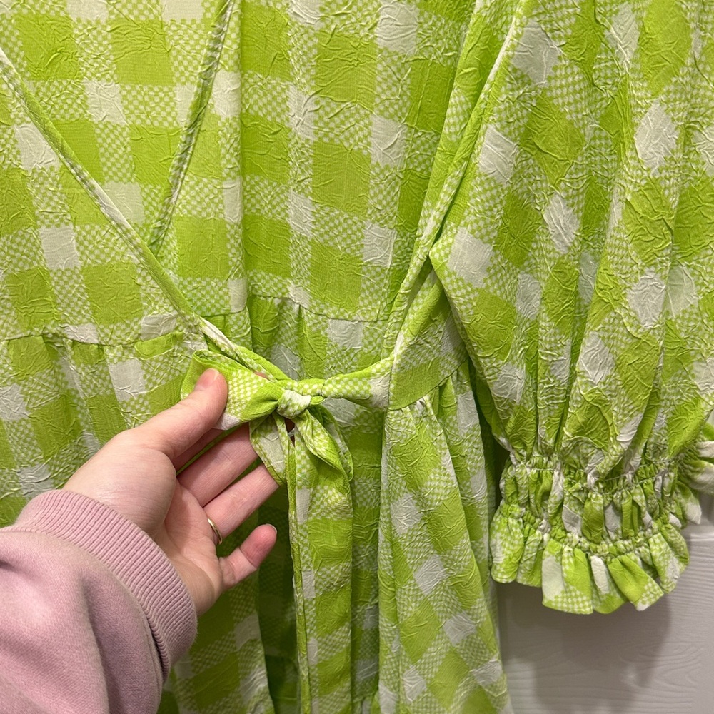 Urban Outfitters Lime Checkered Midi Dress - Picture 3 of 4